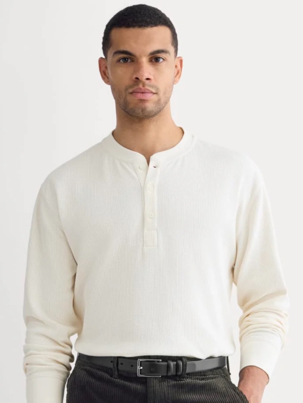 NEW Everlane Thermal Henley Cozy Waffle Bone Long Sleeve Shirt Small
